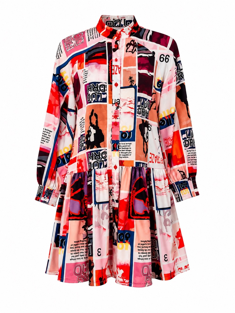 Jennifer garment Multicolor Graphic Patchwork Shirt Dress